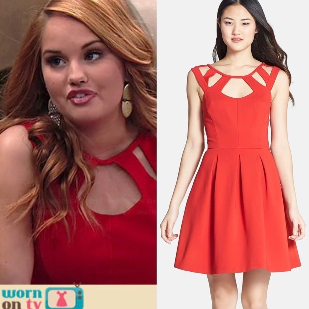 Betsey Johnson | Red Cutout Fit & Flare Midi Dress